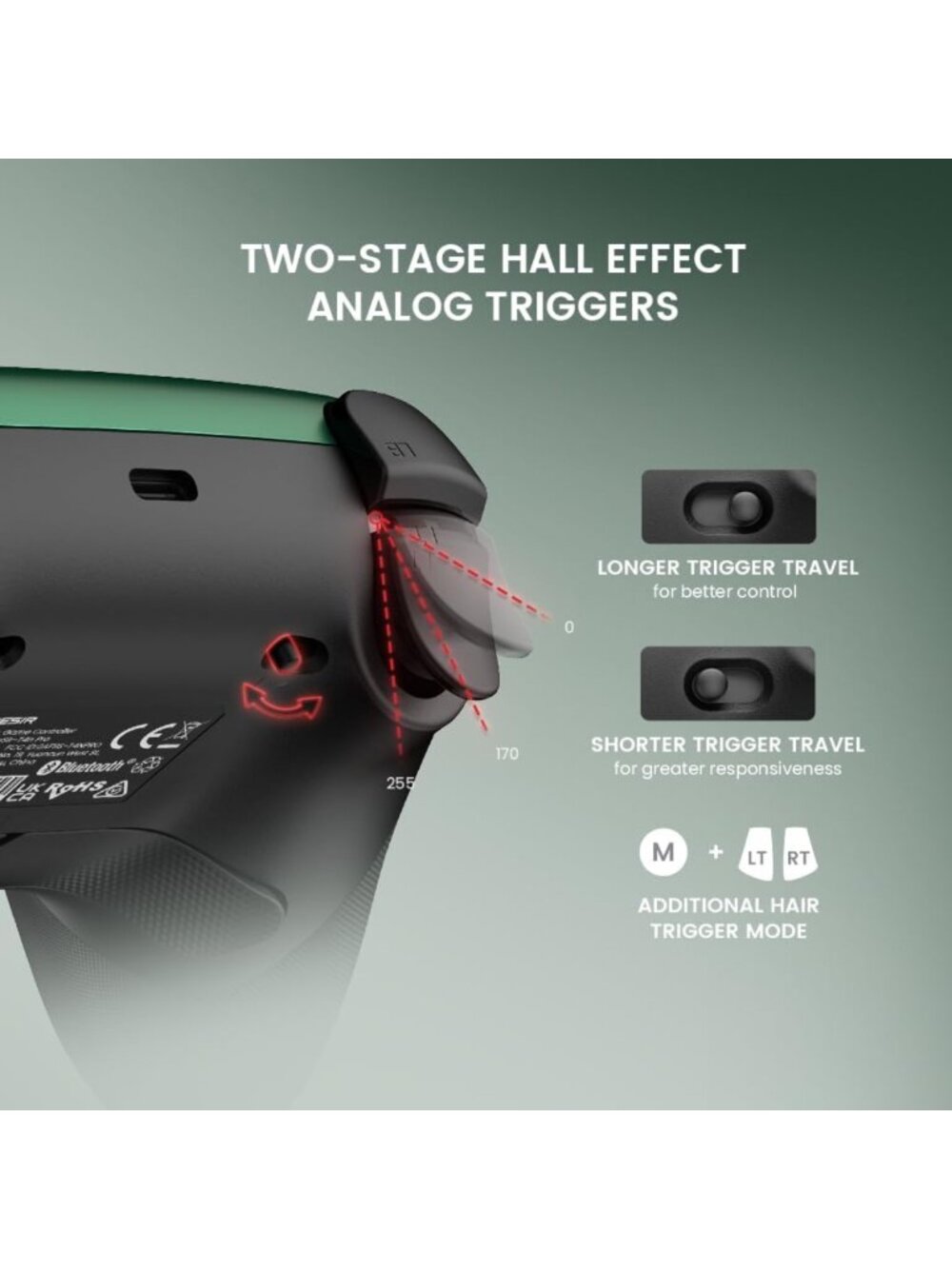 Wireless Gaming Controller for PC/Switch/iOS/Android, RGB Lighting, Hall Effect - Picture 4 of 8